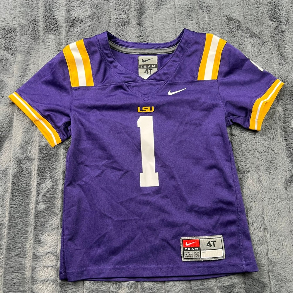 Nike LSU Tigers Toddler Football Jersey Purple Gold White Number 1 Size 4T